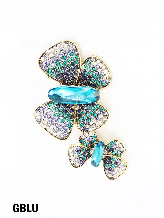 Butterfly Brooch With Rhinestone and Gem